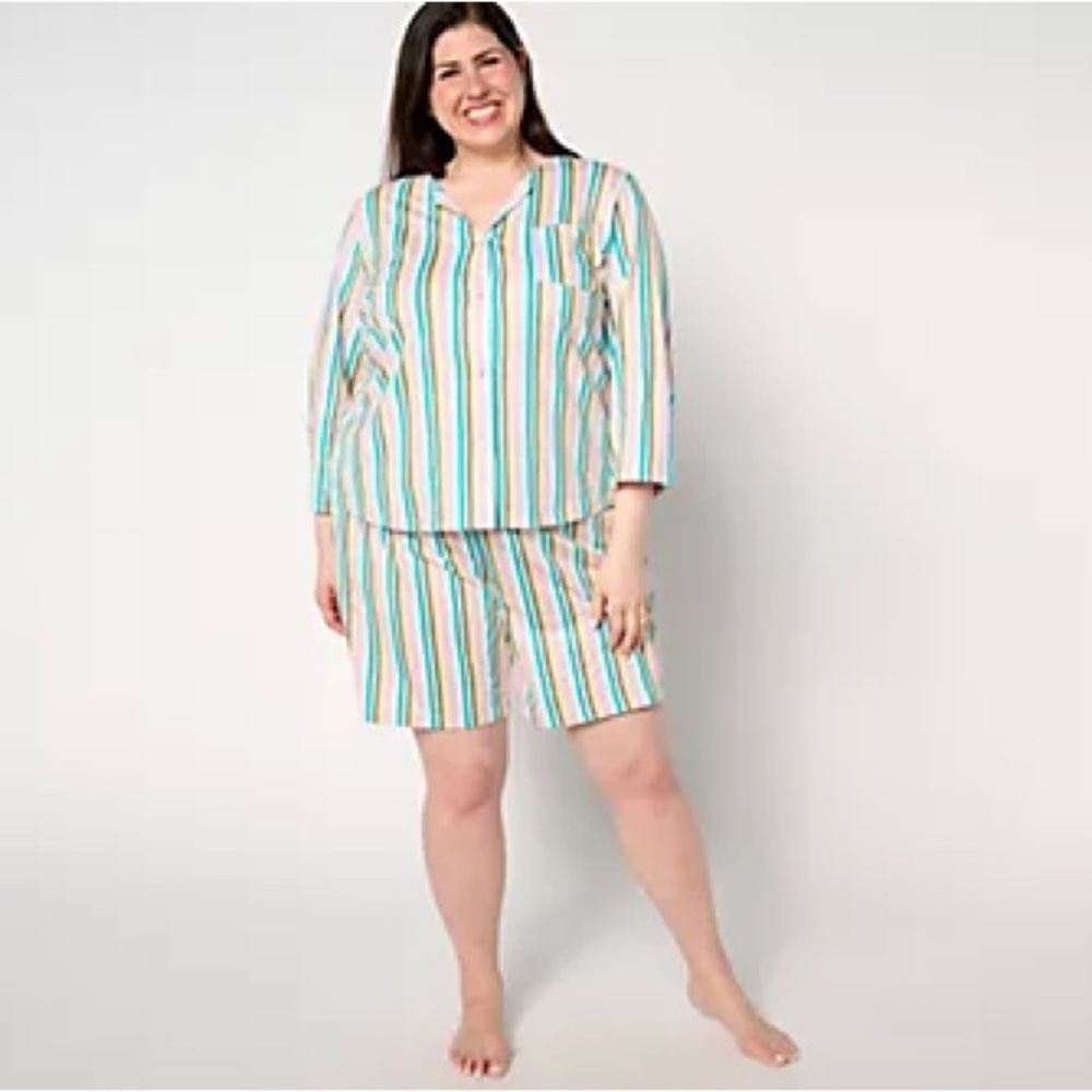 MUK LUKS 100% Cotton Button Down and Shorts‎ Lounge Set
